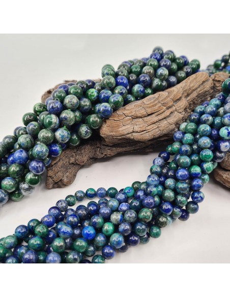 Azurite Malachite Fil De Perles Rondes En Pierre Naturelle