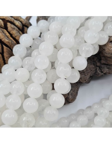 Jade Blanc, fil de perles rondes en pierre...