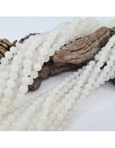 Jade Blanc, fil de perles rondes en pierre naturelle
