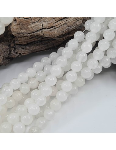 Jade Blanc, fil de perles rondes en pierre...