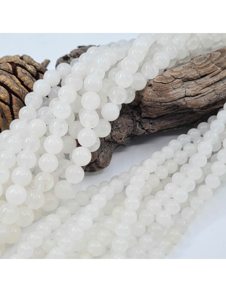Jade Blanc, fil de perles rondes en pierre naturelle