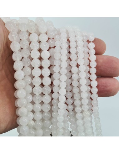 Jade Blanc, fil de perles rondes en pierre...