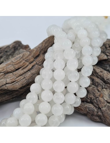 Jade Blanc, fil de perles rondes en pierre...