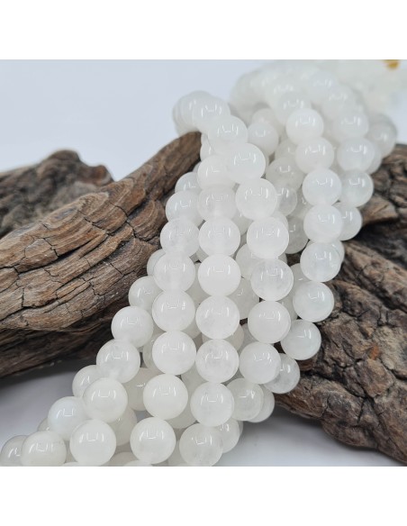 Jade Blanc, fil de perles rondes en pierre naturelle