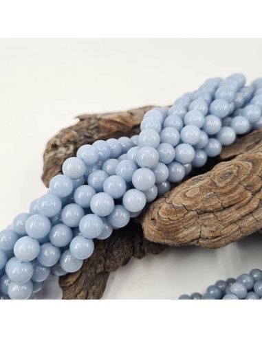 Angélite, fil de perles rondes en pierre naturelle