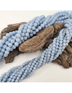 Angélite, fil de perles rondes en pierre naturelle