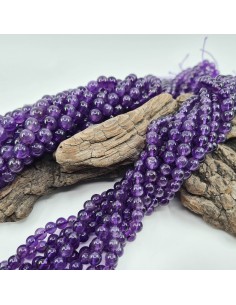 Améthyste, fil de perles rondes en pierre naturelle 2
