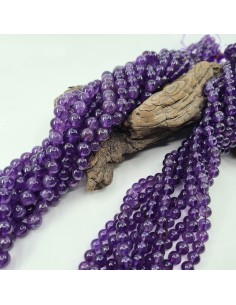 Améthyste, fil de perles rondes en pierre naturelle