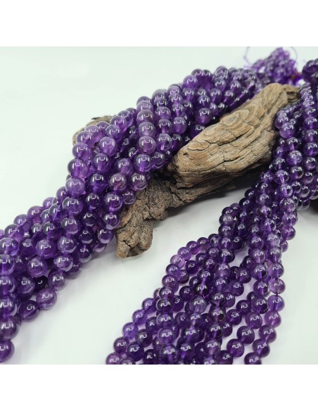 Améthyste, fil de perles rondes en pierre naturelle