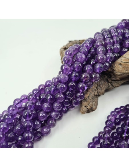 Améthyste, fil de perles rondes en pierre naturelle