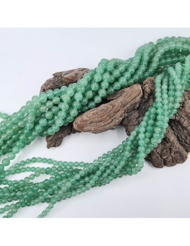 Aventurine verte, fil de perles rondes en...