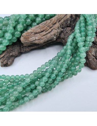 Aventurine verte, fil de perles rondes en...