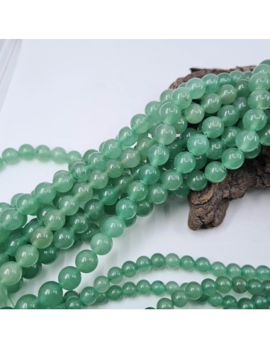Aventurine verte, fil de perles rondes en...
