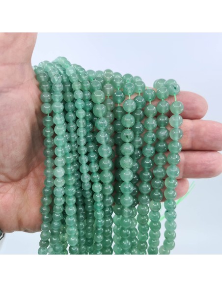 Aventurine verte, fil de perles rondes en pierre naturelle