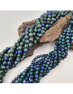 Azurite Malachite, fil de perles rondes en pierre naturelle