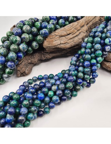 Azurite Malachite, fil de perles rondes en...