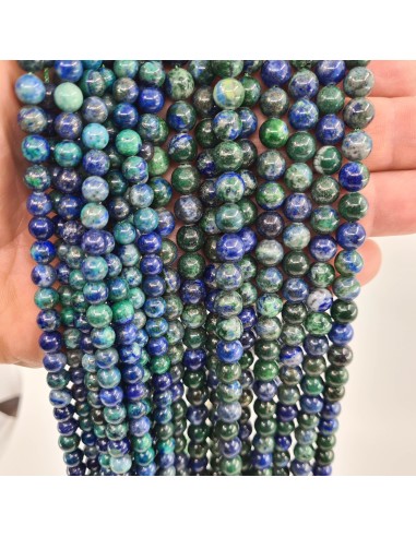 Azurite Malachite, fil de perles rondes en...