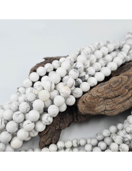 Howlite, fil de perles rondes en pierre naturelle