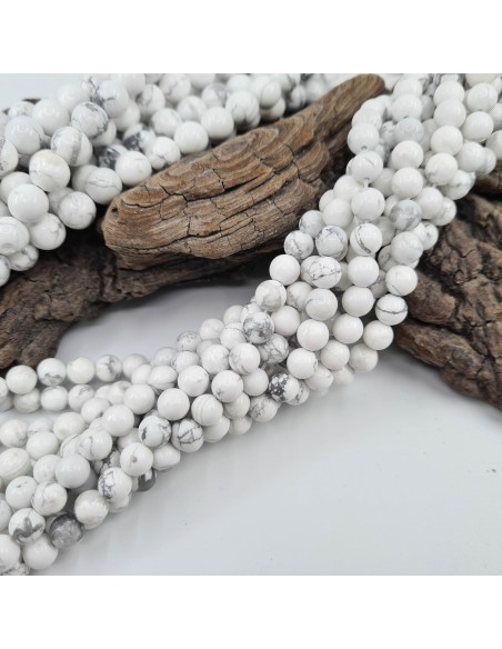 Howlite, fil de perles rondes en pierre naturelle