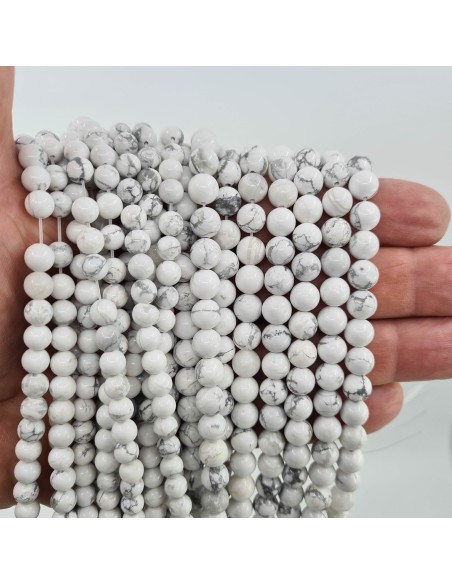 Howlite, fil de perles rondes en pierre naturelle