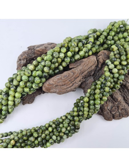 Jade Néphrite AAA, fil de perles rondes en pierre naturelle