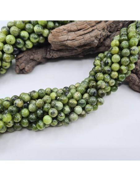 Jade Néphrite AAA, fil de perles rondes en pierre naturelle