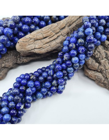 Lapis-Lazuli, fil de perles rondes en pierre...