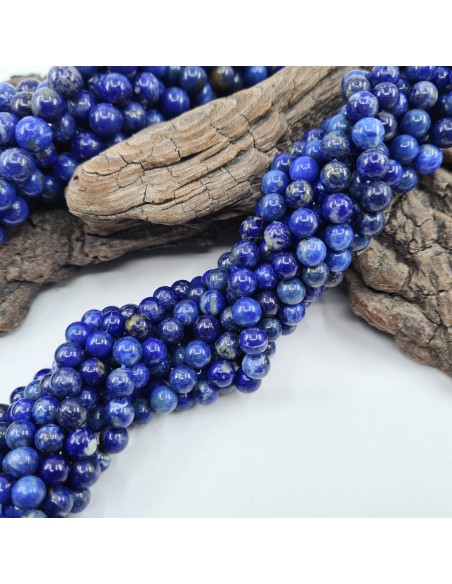 Lapis-Lazuli, fil de perles rondes en pierre naturelle