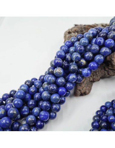Lapis-Lazuli, fil de perles rondes en pierre...