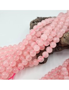 Quartz Rose, fil de perles rondes en pierre naturelle 2