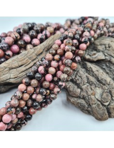 Rhodonite, fil de perles rondes en pierre naturelle 2