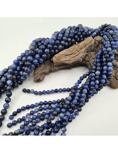 Sodalite, fil de perles rondes en pierre naturelle