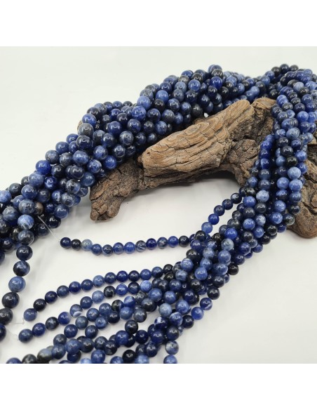 Sodalite, fil de perles rondes en pierre naturelle