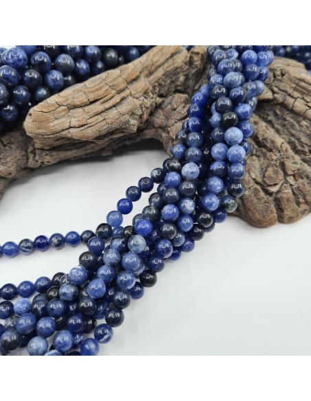 Sodalite, fil de perles rondes en pierre naturelle