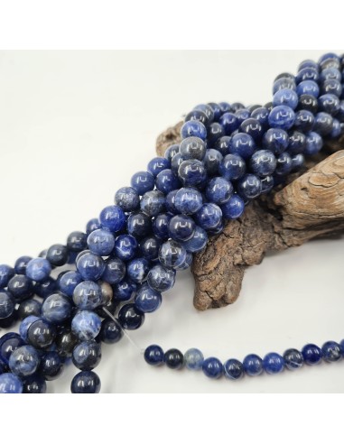 Sodalite, fil de perles rondes en pierre naturelle