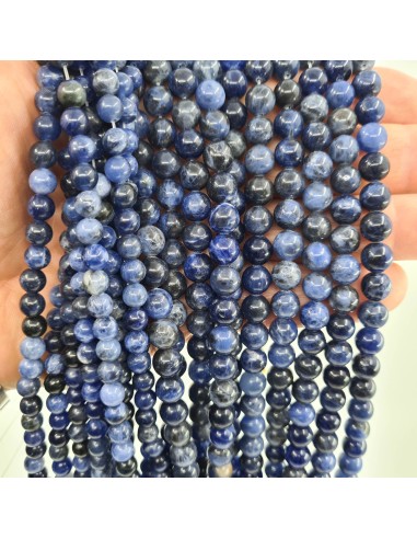 Sodalite, fil de perles rondes en pierre naturelle