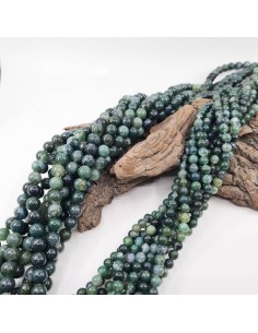 Agate Mousse, fil de perles rondes en pierre naturelle 2