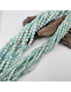 Amazonite Multicolore, fil de perles rondes en pierre...