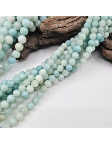 Amazonite Multicolore, fil de perles rondes en...