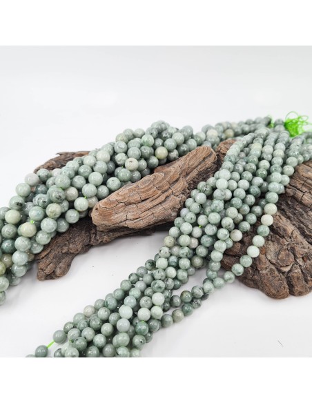 Jade Jadéite , fil de perles rondes en pierre naturelle