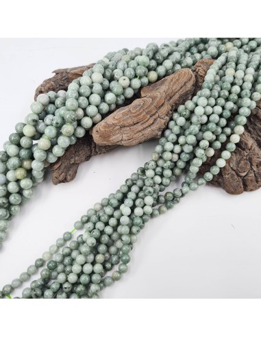 Jade Jadéite AAA , fil de perles rondes en...