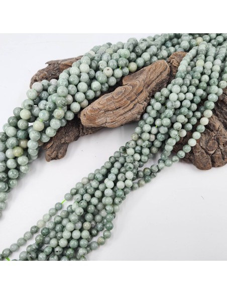 Jade Jadéite , fil de perles rondes en pierre naturelle