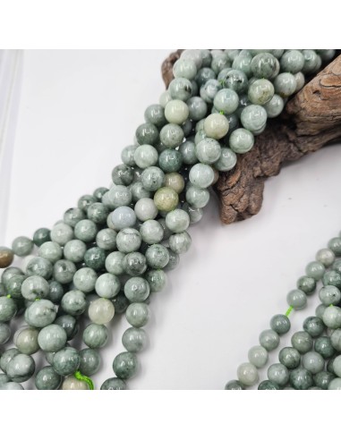 Jade Jadéite , fil de perles rondes en pierre...