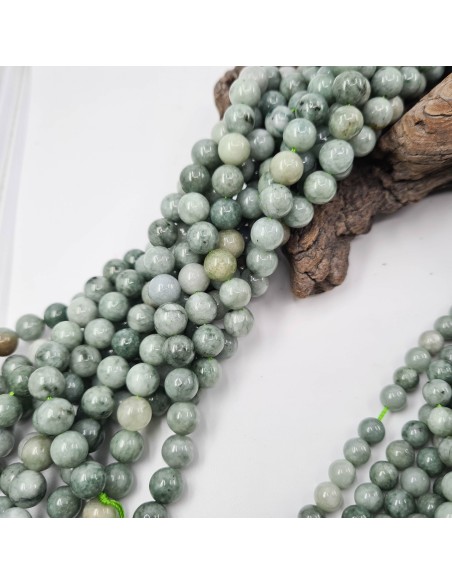 Jade Jadéite , fil de perles rondes en pierre naturelle