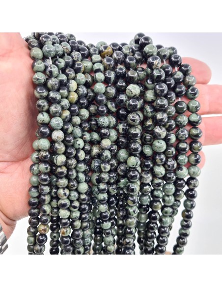 Jaspe Kambaba, fil de perles rondes en pierre naturelle