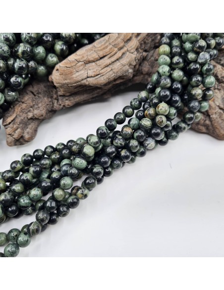 Jaspe Kambaba, fil de perles rondes en pierre naturelle