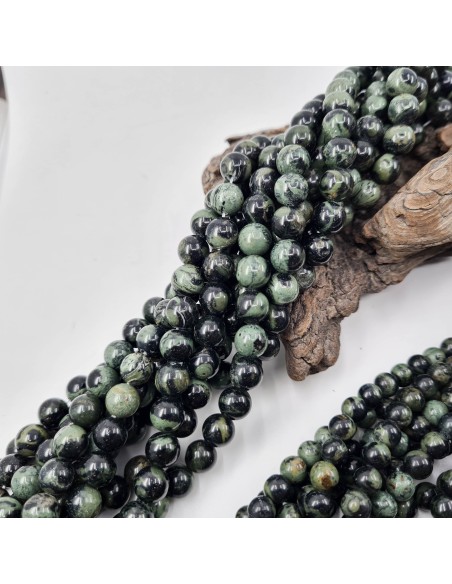 Jaspe Kambaba, fil de perles rondes en pierre naturelle