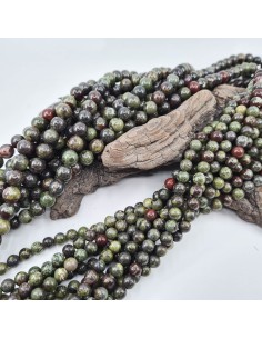 Jaspe Sang de Dragon, fil de perles rondes en pierre... 2