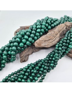 Malachite A, fil de perles rondes en pierre naturelle 2