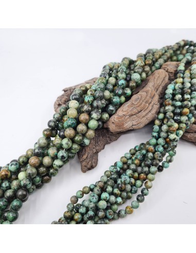 Turquoise Africaine,, fil de perles rondes en pierre naturelle